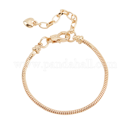 Pandahall elite 8 braccialetto in ottone con catena a serpente rotondo per uomo donna BJEW-PH0004-28-1