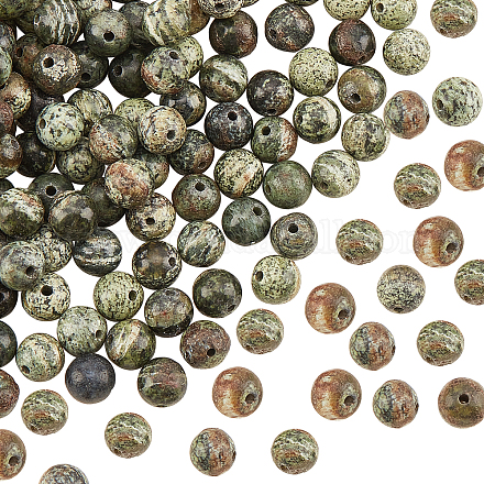Olycraft 2 brins de perles de jaspe zèbre vert naturel brins G-OC0002-74-1