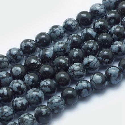 Chapelets de perles de flocon de neige en obsidienne naturelle G-K287-03-8mm-1