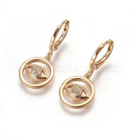 Brass Dangle Hoop Earrings EJEW-F199-19G-1