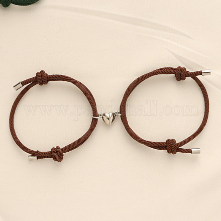 Магнитные плетеные браслеты из сплава в форме сердца для пары подруг WG59636-15-1