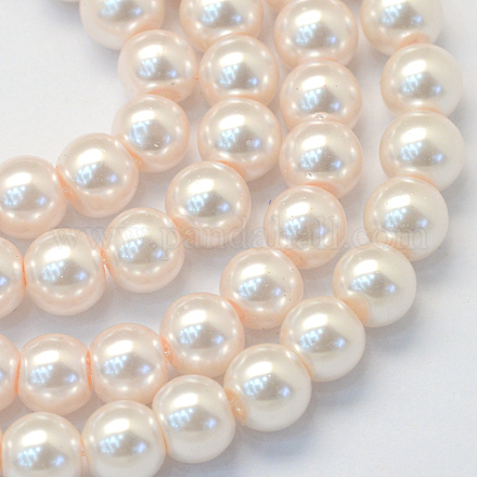Backen gemalt pearlized Glasperlen runden Perle Stränge X-HY-Q003-6mm-41-1