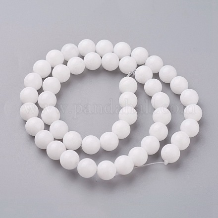 Natürliche weiße Jade runde Perle Stränge G-N0120-50-8mm-1
