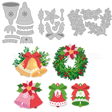 Benecreat 3 pz stencil per fustelle per campana di Natale DIY-WH0309-1256-1
