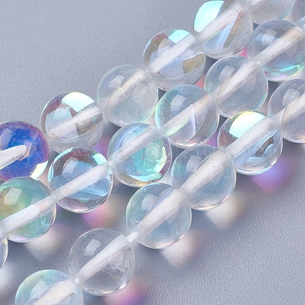 Chapelets de perles en pierre de lune synthétique G-E468-H02-10mm-1