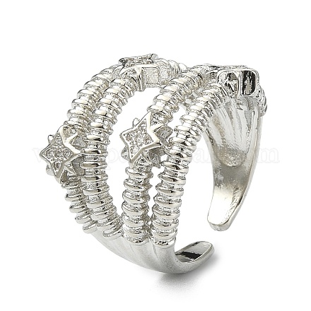 Кольцо-манжета со звездой из прозрачного кубического циркония RJEW-F144-01P-1