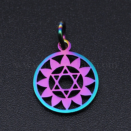 Chakra Theme Ion Plating(IP) 201 Stainless Steel Charms STAS-T054-JN403Q-4-1