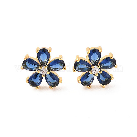 Серьги-гвоздики из латуни с микропаве из кубического циркония EJEW-I304-07G-01-1