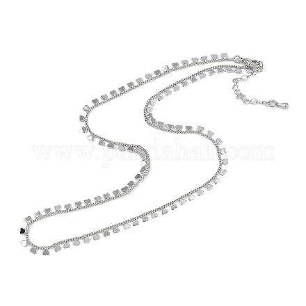 Стойка покрытие латунь витая цепь сердце кисточка ожерелья для женщин NJEW-K382-15D-P-1