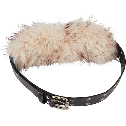 Пояс из искусственной кожи с кроличьей шерстью AJEW-WH20019-57B-1