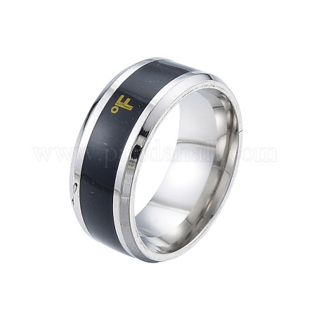 201 Stainless Steel Fahrenheit Scale Pattern Finger Ring for Women RJEW-N043-20P-1