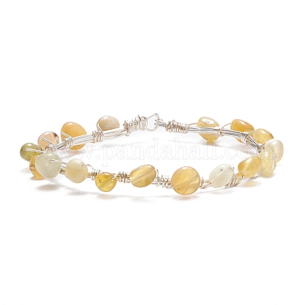 Bracelet de perles tressées en opale jaune naturelle BJEW-JB07998-05-1