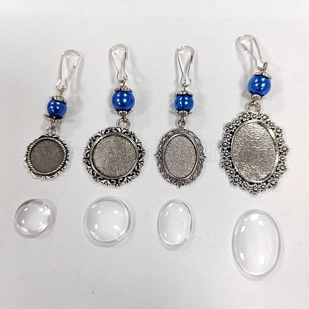 Superfindings 4 ensembles 4 perles de verre de style et cabochons porte-clés HJEW-FH0001-20-1
