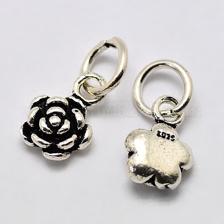 Vintage Thai Sterling Silver Flower Charms Pendants for Jewelry Making STER-L008-111-1
