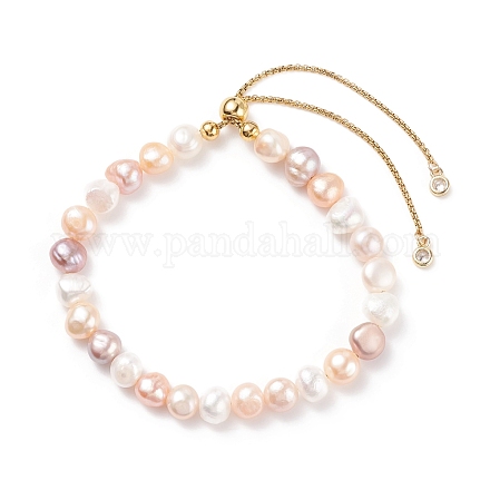 Bracciale scorrevole da donna con perle naturali e perline BJEW-JB08330-02-1
