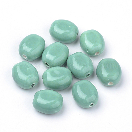 Handmade hell glasierten Porzellan Perlen X-CLAY-R076-05-1