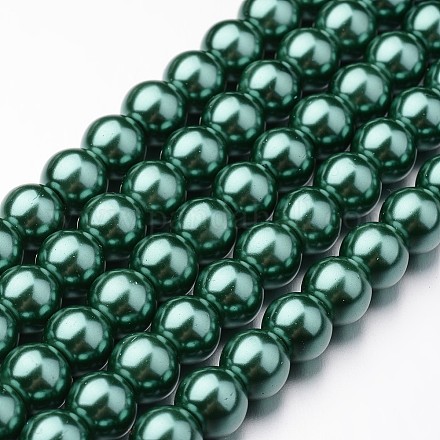 Hebras redondas de perlas de vidrio teñido ecológico HY-A008-6mm-RB118-1