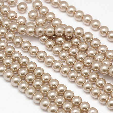 Eco-Friendly Dyed Glass Pearl Round Bead Strands X-HY-A002-6mm-RB021-1