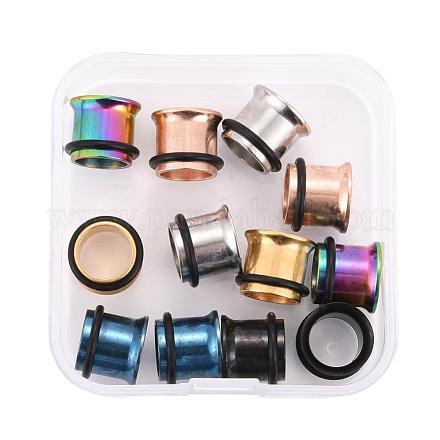 12Pcs 6 Colors 316 Surgical Stainless Steel Screw Ear Gauges Flesh Tunnels Plugs STAS-YW0001-16A-1