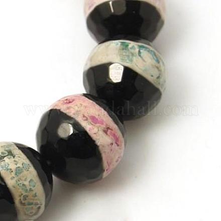 Perline dzi con motivo a strisce in stile tibetano X-G-G341-8mm-10-1