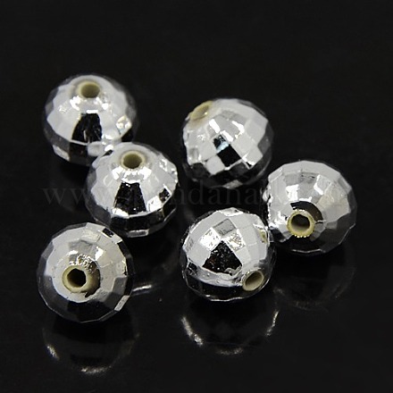 Faceted Round Plated Acrylic Beads PACR-L001-14mm-S-1