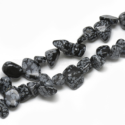 Chapelets de perles de flocon de neige en obsidienne naturelle G-S316-23-1