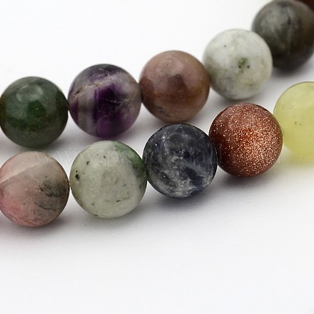 Natural & Synthetic Mixed Gemstone Beads Strands G-P070-26-6mm-1