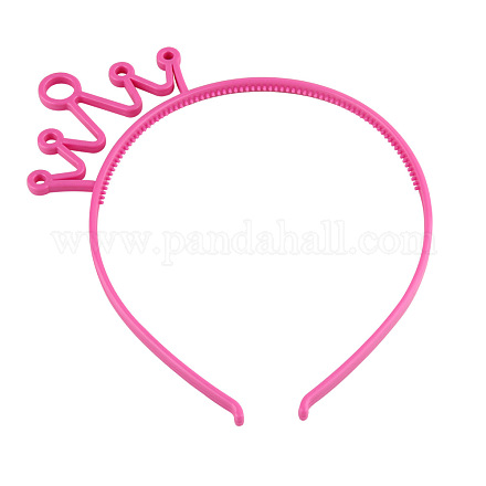 クラウンプラスチックヘアバンド  歯付き  女の子のためのヘアアクセサリー  濃いピンク  160x135x6mm OHAR-PW0001-170D-1