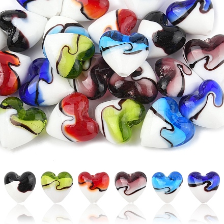 24шт 6 цвета бусины лэмпворк ручной работы LAMP-FS0001-35-1