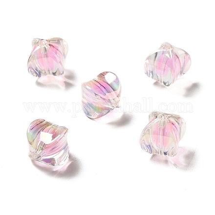 Perles acryliques irisées arc-en-ciel à placage uv bicolore TACR-D010-04C-1