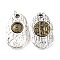 Brass Pendants, with Jump Ring, Textured, Oval with Chinese Zodiac Charm, Antique Silver & Antique Golden, 27x16x3mm, Hole: 3.5mm