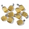 Cat Eye Pendants, with 201 Stainless Steel Findings, Rectangle, Stainless Steel Color, Dark Khaki, 20x12x9mm, Hole: 7x4mm