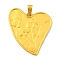 Alloy Big Pendants, Heart with Flower, Golden, 77x65.5x2mm, Hole: 5mm