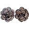 2Pcs Velet & Rhinestone Brooches, Flower, with Iron Pins, Crystal, 59x59mm