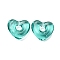 Handmade Lampwork Beads, Large Hole Beads, Heart, Turquoise, 14x15x5mm, Hole: 4mm