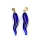 Handmade Lampwork with Brass Pendants, Horn of Plenty Charms, Midnight Blue, 26.5x6.5x6.5mm, Hole: 5x3.5mm