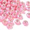 Transparent Resin Rondelle European Beads, with Triangle Paillette & Platinum Tone Brass Cores, Large Hole Beads, Pearl Pink, 14x8.5mm, Hole: 5mm