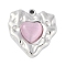 304 Stainless Steel Pendants, with Cat Eye, Heart Charm, Stainless Steel Color, Pink, 18.5x18x5mm, Hole: 1.4mm