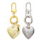 2Pcs 2 Colors 316 Stainless Steel Heart Locket Pendant Decorations, Alloy Clasps Charm for Bag Ornaments, Platinum & Golden, 72mm, 1pc/color