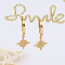 Elegant 925 Sterling Silver Star Hoop Earrings, with Clear Cubic Zirconia, Golden
