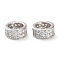 925 Sterling Silver Beadss, Cubic Zirconia Spacer Beads, Column, Real Platinum Plated, 6x3mm, Hole: 1.2mm