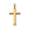 304 Stainless Steel Pendants, Cross Charm, Real 18K Gold Plated, 38x23x4mm, Hole: 7.5x5mm