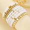 8Pcs Polymer Clay Heishi & CCB Plastic & Glass Beaded Stretch Bracelets Set For Women, White, 6-3/4 inch(17cm)
