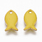 Raw(Unplated) Brass Enamel Charms, Enamelled Sequins, Jesus Fish, Nickel Free, Yellow, 13.5x7.5x2mm, Hole: 1.4mm
