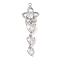 Brass Inlay Clear Glass Pendants, Star & Heart, Real Platinum Plated, 37x12x3mm, Hole: 1mm
