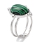 304 Stainless Steel Ring, Adjustable Synthetic Malachite Rings, Oval, 15.5x21.5mm, Inner Diameter: Adjustable