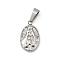 Non-Tarnish 304 Stainless Steel Pendants, Oval with Virgin Mary Charms, Stainless Steel Color, 16x9.5x2.5mm, Hole: 5.5x2.5mm