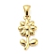 304 Stainless Steel Pendants, Flower Charm, Golden, 21x12x2.5mm, Hole: 5x3mm