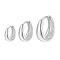 3 Pcs Elegant S925 Sterling Silver Oval Hoop Earrings, Silver, 4x6~10mm