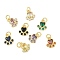 Brass Pave Cubic Zirconia Paw Print Charms, Golden, with Jump Rings, Rack Plating, Long-Lasting Plated, Cadmium Free & Lead Free, Mixed Color, 11x9.5x2.5mm, Hole: 3.6mm